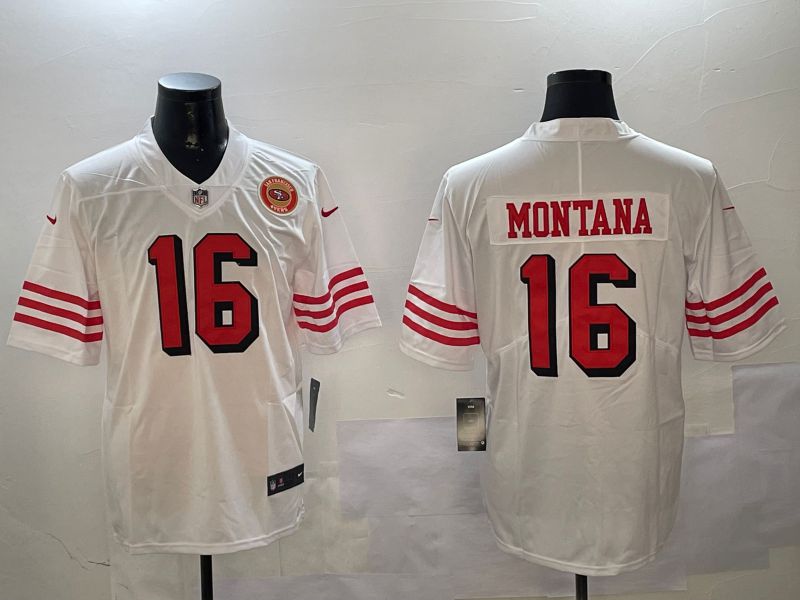 Men San Francisco 49ers #16 Montana White Throwback 2024 Nike Limited NFL Jersey style 01045->san francisco 49ers->NFL Jersey